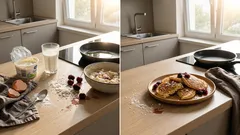 Quark-Oladi mit Beeren und Kokos: Fluffig, goldbraun – mit einem einfachen Teigkniff